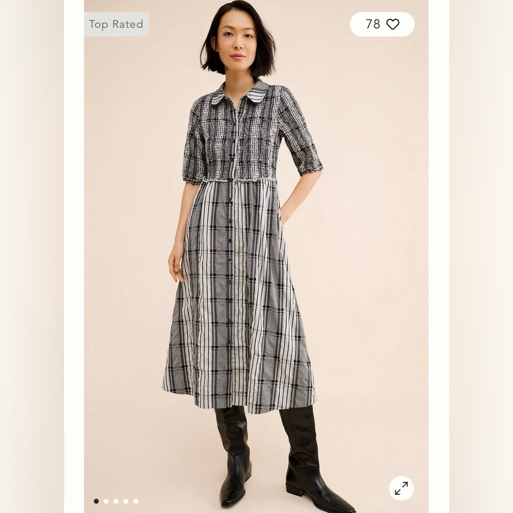 Maeve Black and White Plaid Maxi Dress